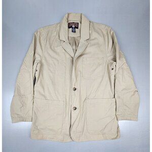 Duluth Trading Co Mens Large Jacket Blazer 2‎ Button Khaki 100% Cotton.